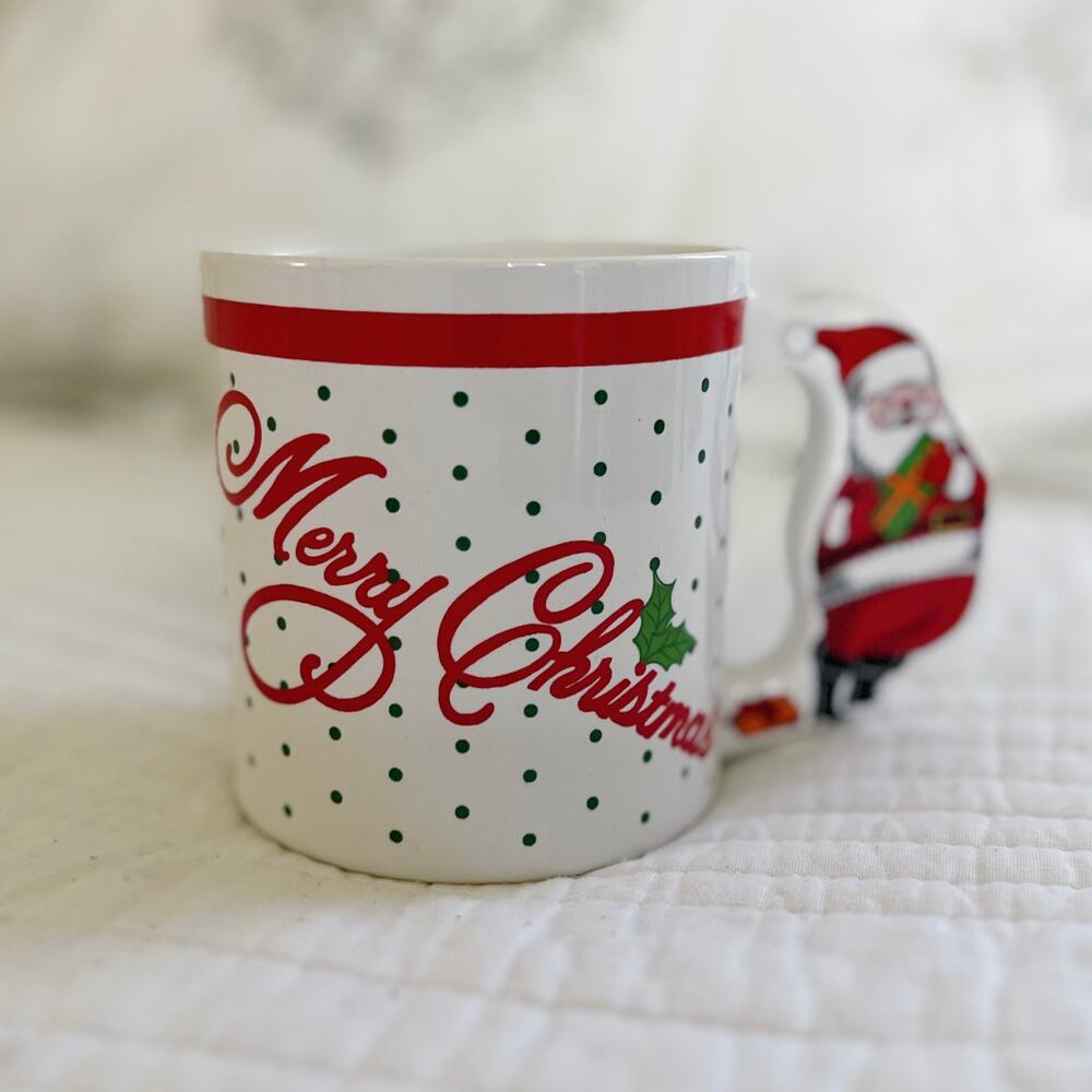 Vintage Santa Claus Mug Merry Christmas Holiday Coffee Cup